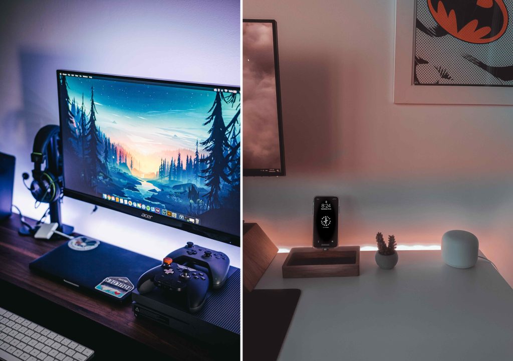 STRIPLED: 6 Decoration Ideas With The Adhesive LED Strip 6 LED strip behind computer screen
